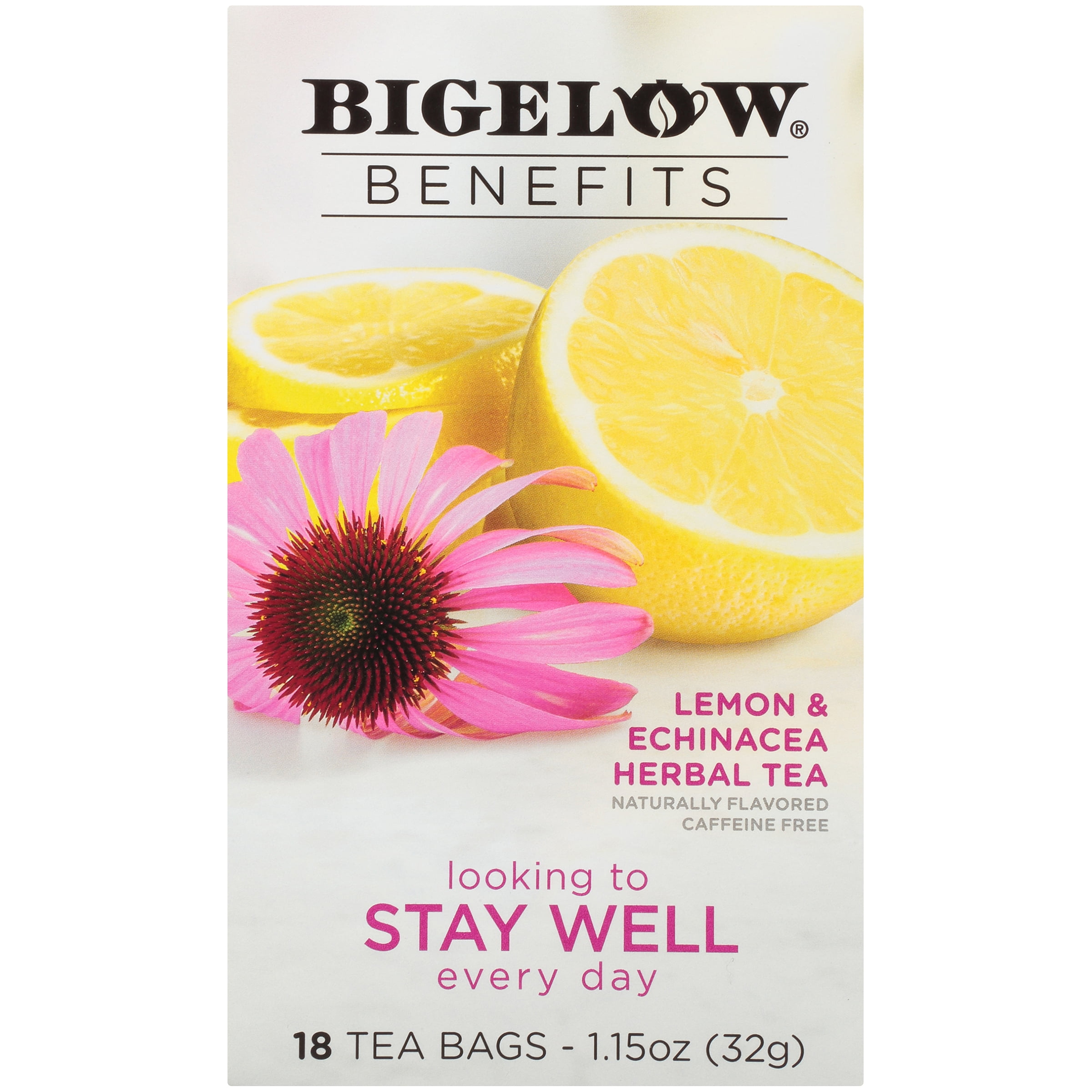 Bigelow Benefits Lemon & Echinacea Herbal Tea Bags, 18 Ct