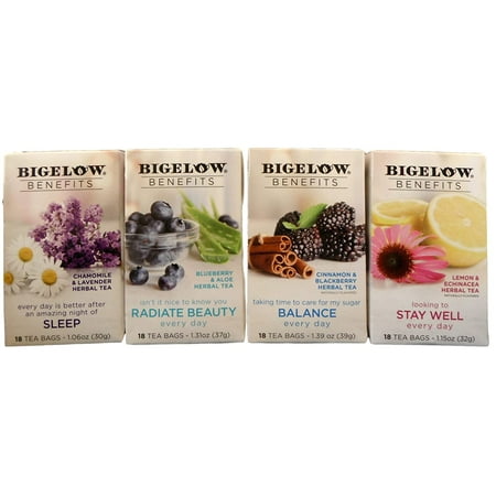 Bigelow Benefits Super Every Day Tea Bundle - 4 Boxes of Herbal Tea