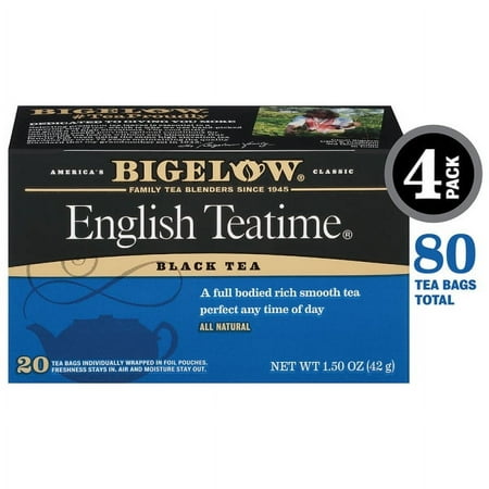 Bigelow Black Tea, English Teatime, Tea Bags, 20 Count, 4 Pack