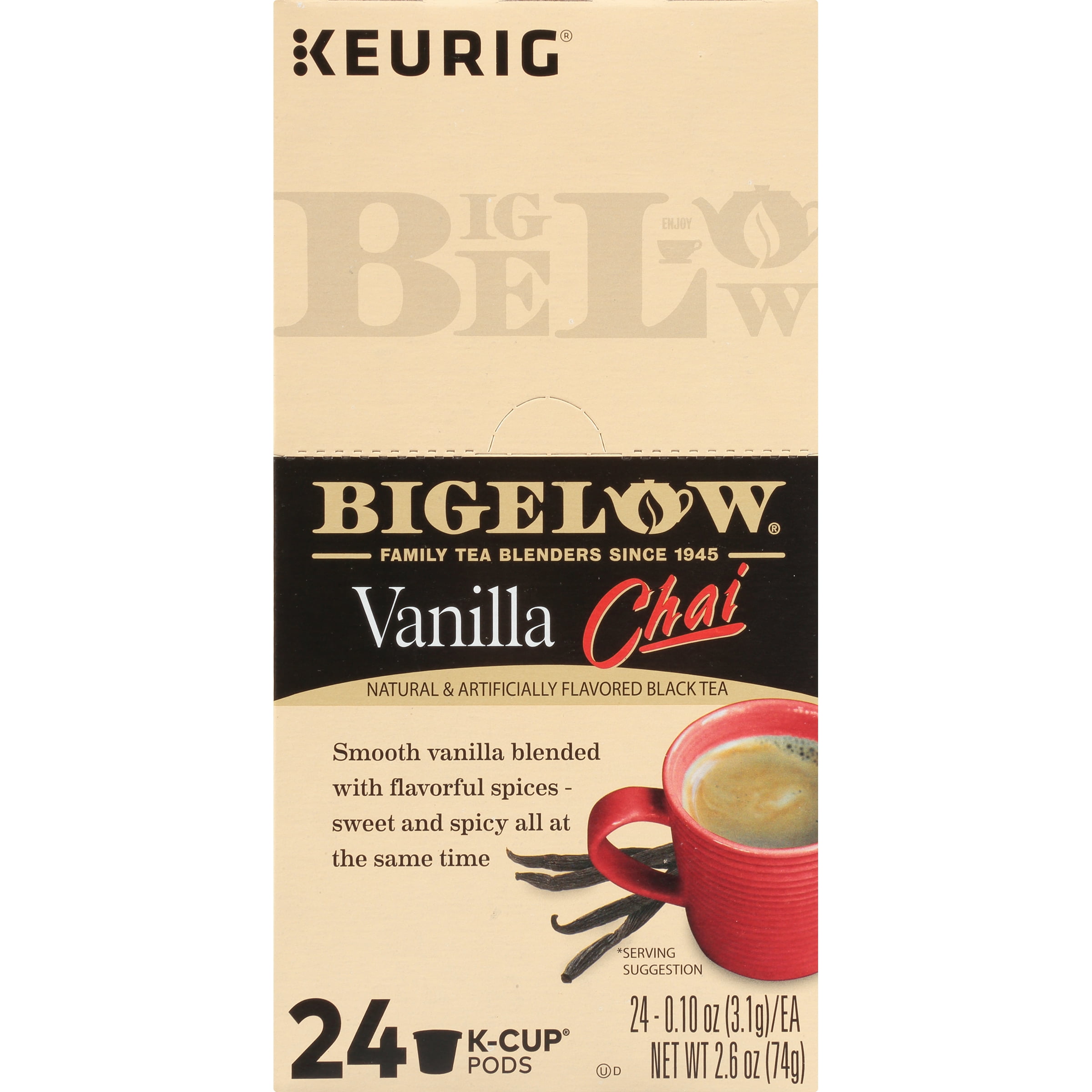 Bigelow Black Tea Vanilla Chai Keurig KCup Tea Pods, 24 Ct