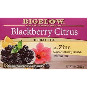 Bigelow Blackberry Citrus Plus Zinc, Caffeine-Free Herbal Tea Bags, 18 Count