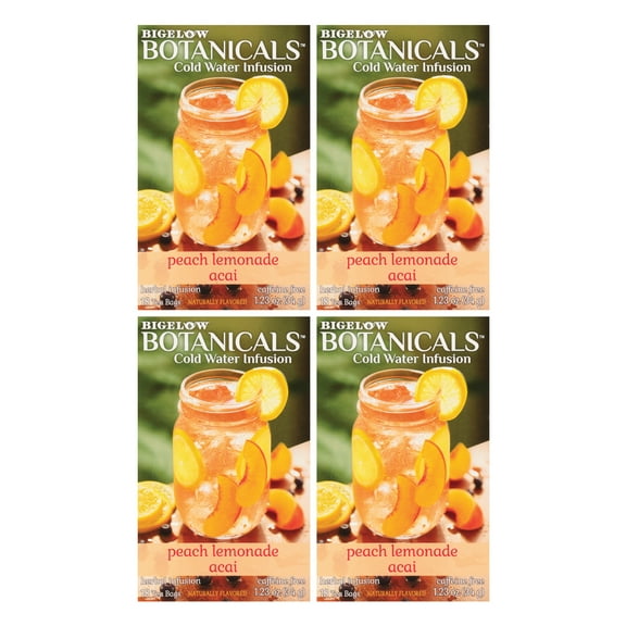 Bigelow Botanicals Cold Water Herb Infusion, Peach Lemonade Acai, Tea Bags,18 Ct, 4 Pk