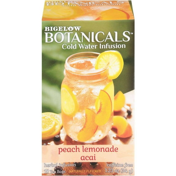 Bigelow Botanicals Cold Water Infusion Peach Lemonade Acai Herbal Tea Bags - 18 ct- Pack of 2