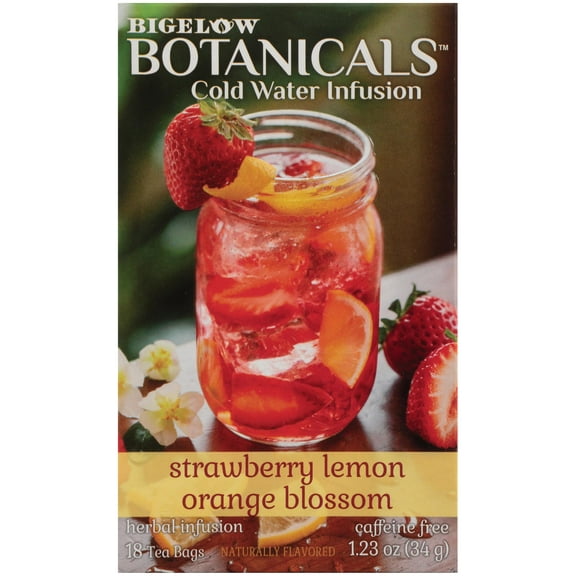 Bigelow Botanicals, Strawberry Lemon Orange Blossom Cold Water Infusion Tea Bags, 18 Count