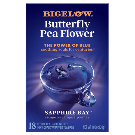 Bigelow Butterfly Pea Flower Sapphire Bay, Herbal Tea, Tea Bags, 18 Count