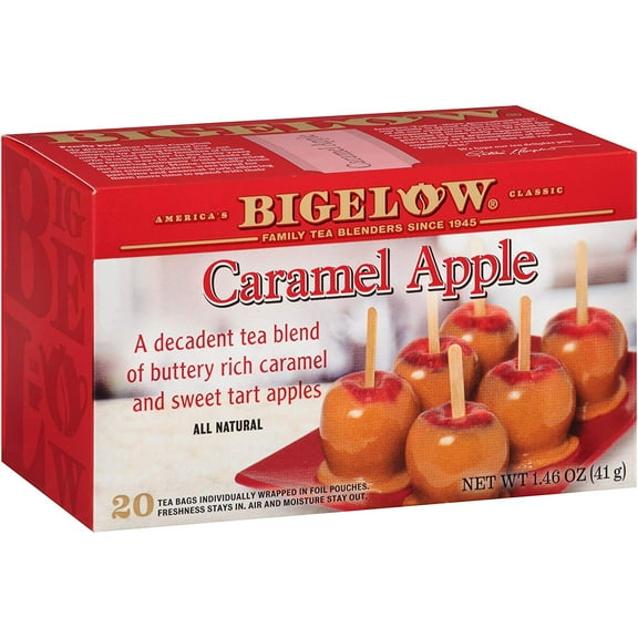 Bigelow Caramel Apple Tea, 20 Teabags (Pack Of 6), 120 Tea Bags Total. Caffeinated Individual Black Tea Bags, For Hot Tea Or Iced Tea, Drink Plain Or Sweetened With Honey Or Sugar