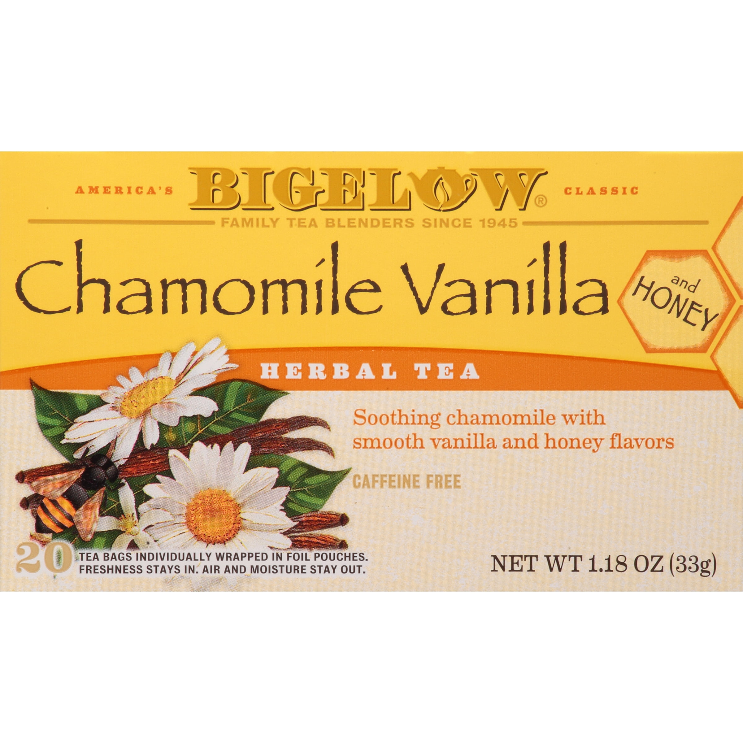 Bigelow Chamomile Vanilla and Honey, CaffeineFee Herbal Tea Bags, 20