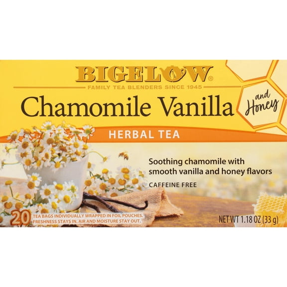 Bigelow Chamomile Vanilla and Honey, Caffeine Free, Herbal Tea Bags, 20 Count (Pack of 4)