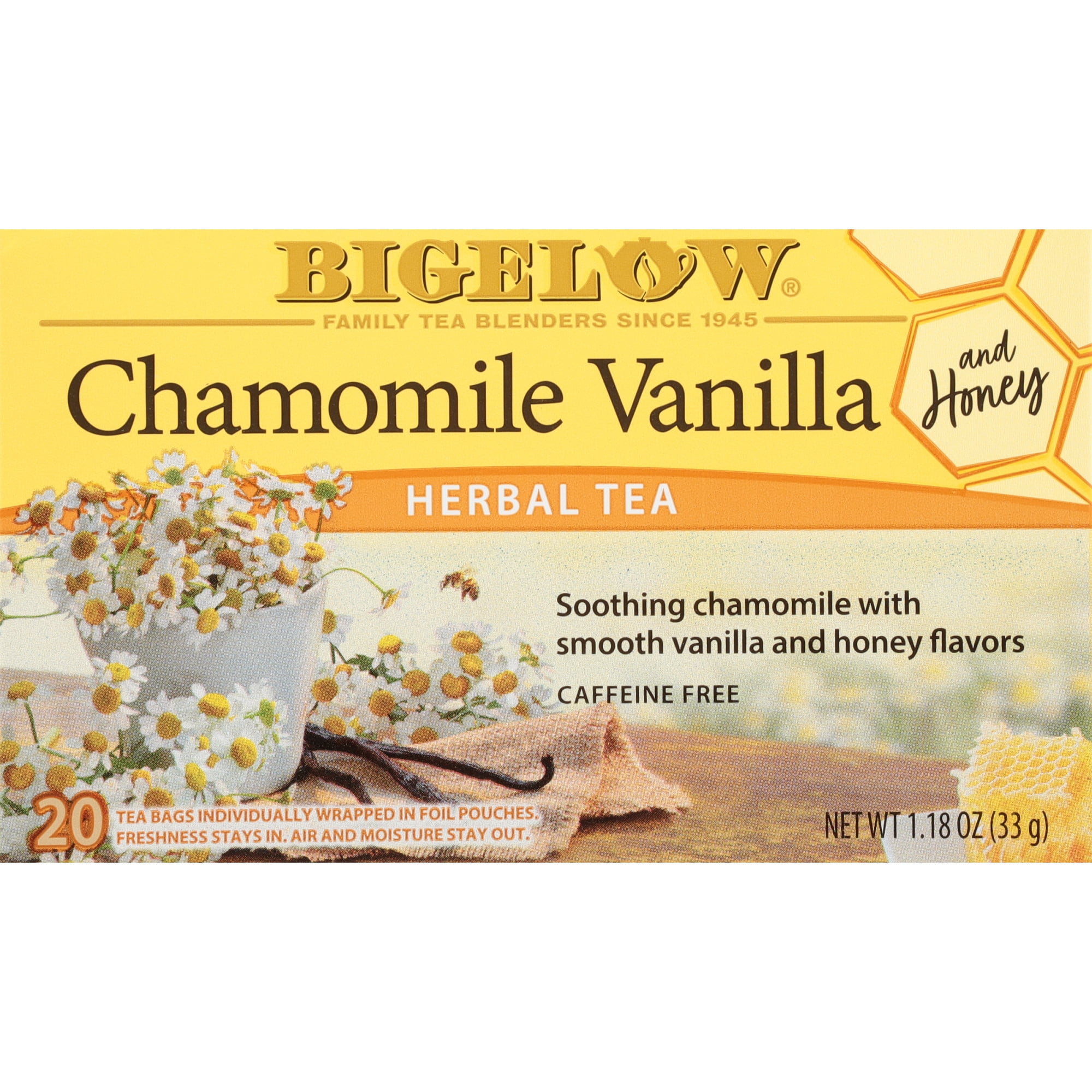 Bigelow Chamomile Vanilla and Honey, Caffeine Free, Herbal Tea Bags, 20 Count