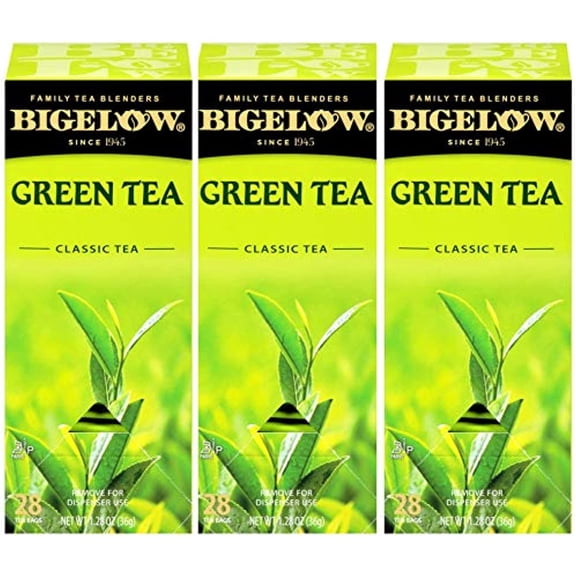 Bigelow Classic Green Tea 28-Count Box (Pack Of 3) Premium Bagged Green Tea Bright Antioxidant-Rich All Natural Medium-Caffeine Tea In Individual Foil-Wrapped Bags