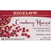 Bigelow Cranberry Harvest Seasonal Tea, Caffeine Free, Herbal Tea Bags, 18 Count