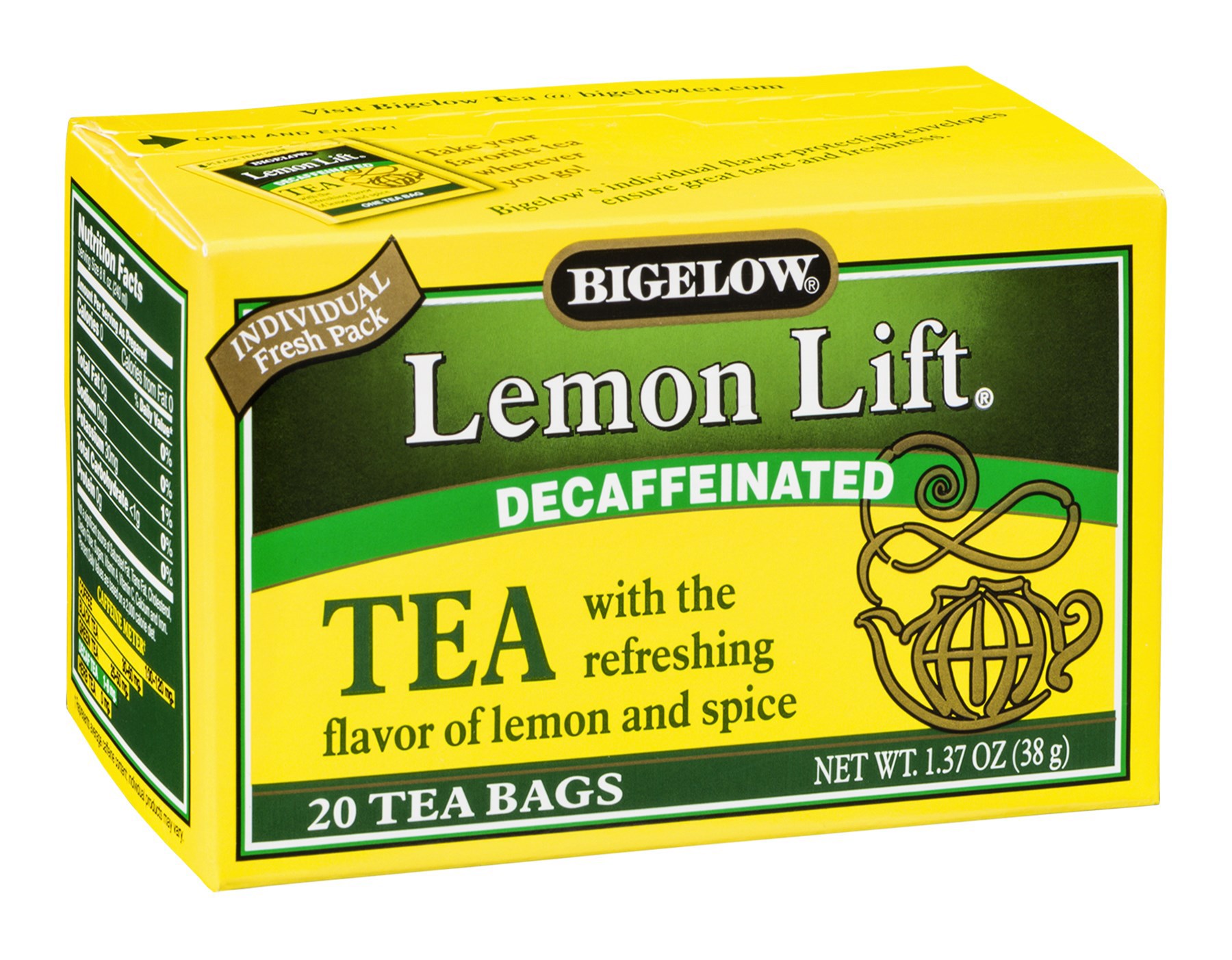 Bigelow Decaf Lemon Lift Tea Bags, 20 CT (Pack of 6)