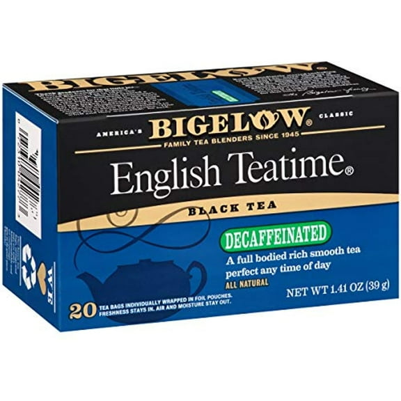 Bigelow Decaffeinated English Teatime, Black Tea Bags, 20 Count Box (Pack Of 6), Decaf Black Tea, 120 Tea Bags Total