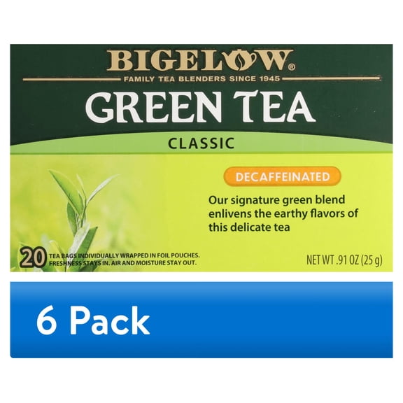 (6 pack) Bigelow Decaffeinated, Green Tea Bags, 20 Count