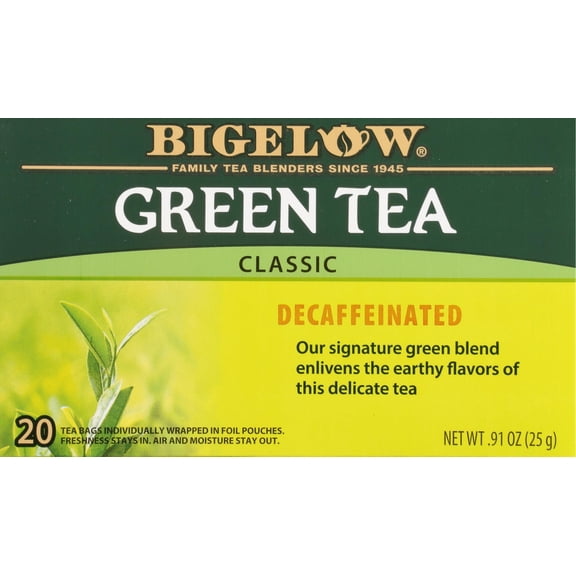 (6 pack) Bigelow Decaffeinated, Green Tea Bags, 20 Count