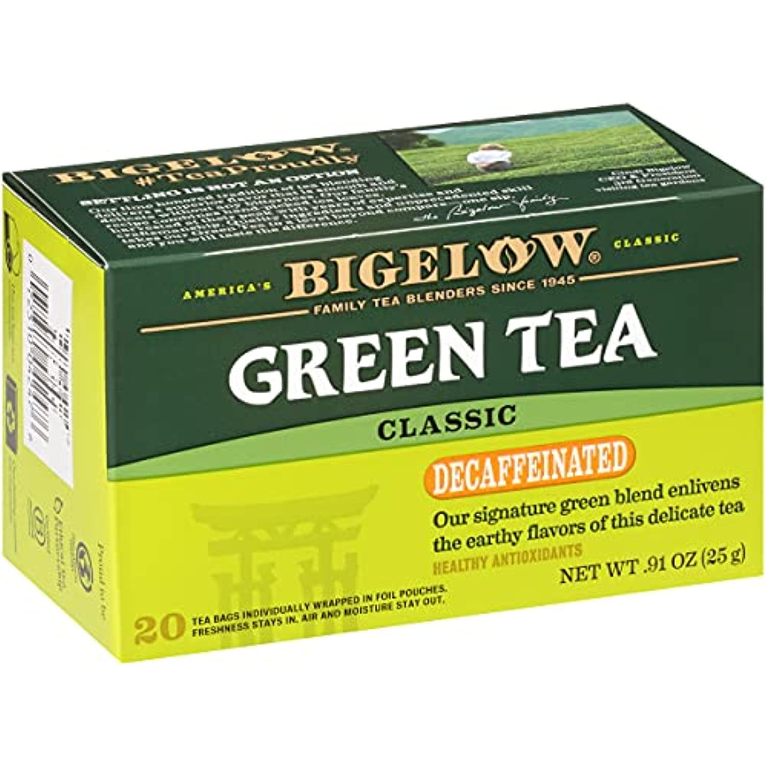Pack of 6, Bigelow Classic Decaffeinated Green Tea, 0.91 oz