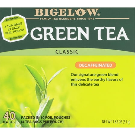 Bigelow Decaffeinated Green Tea Classic Tea Bags, 40 Count