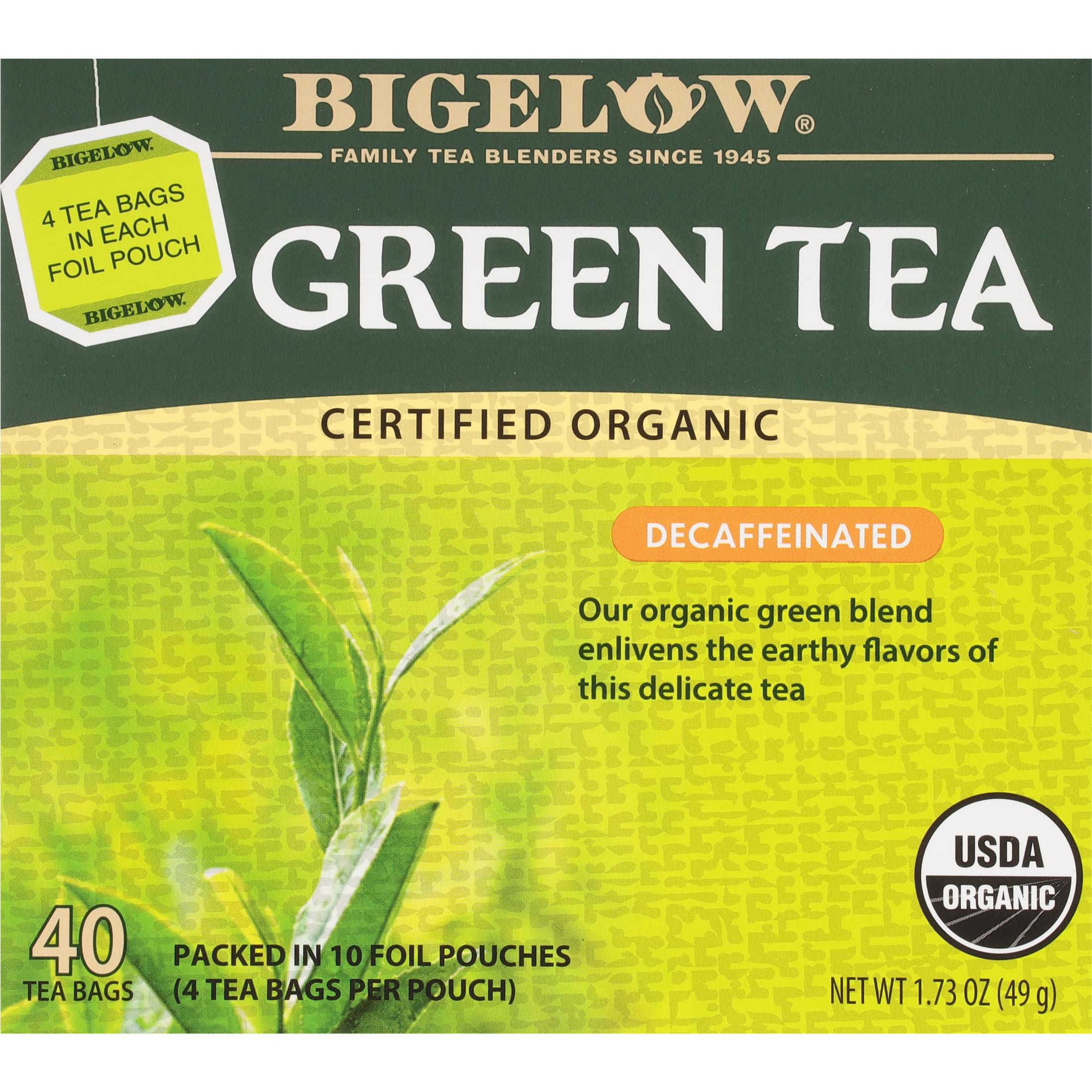 Bigelow Decaffeinated USDA Organic Green Tea Bags, 40 Count