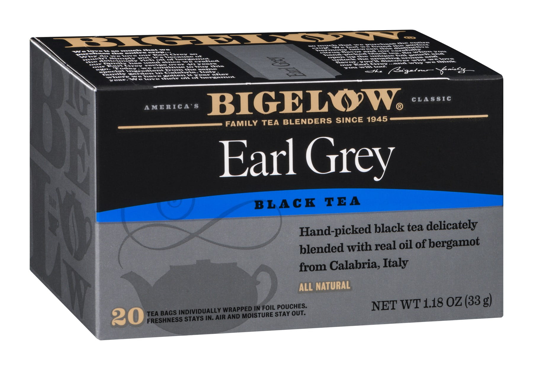 Bigelow Earl Grey Black Tea , 20 CT (Pack of 6)