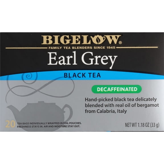 Bigelow Earl Grey, Decaffeinated, Black Tea Bags, 20 Count