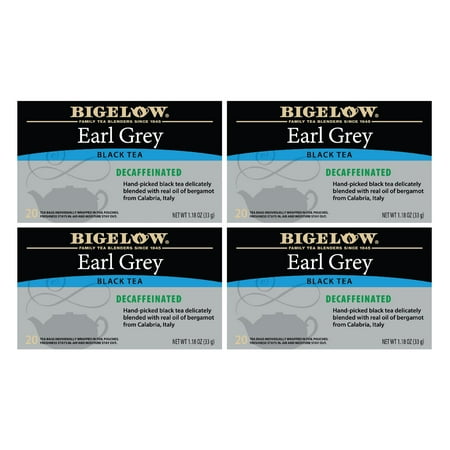Bigelow Earl Grey, Decaffeinated, Black Tea Bags, 80 Count (4 packs of 20)