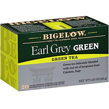 Bigelow Earl Grey Green Tea Bags, 20 Count Box (Pack Of 6) Caffeinated Green Tea, 120 Tea Bags Total