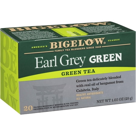 Bigelow Earl Grey Green Tea Bags, 20 Count Box (Pack of 6) Caffeinated Green Tea, 120 Tea Bags Total