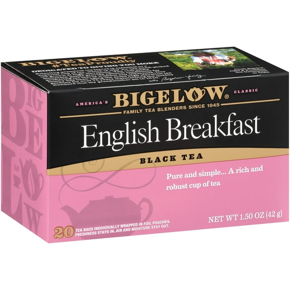 Bigelow English Breakfast Black Tea Bags, 20 Count Box (Pack of 6) Caffeinated Black Tea, 120 Tea Bags Total