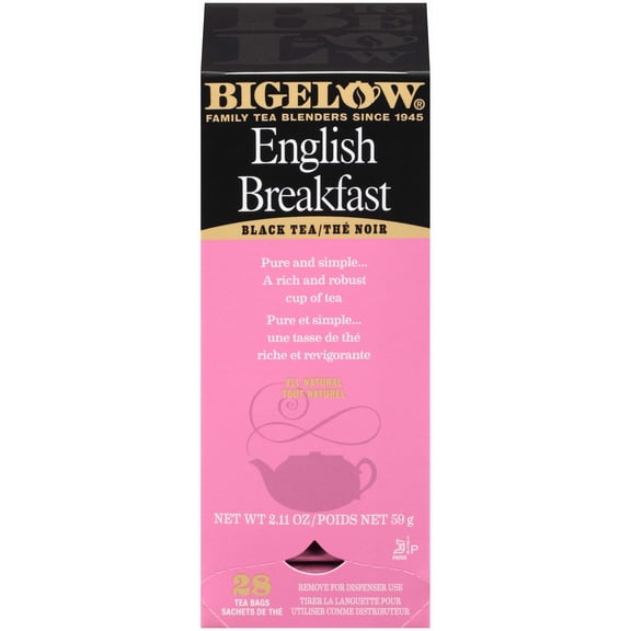 Bigelow English Breakfast Tea 28-Count Box (Pack of 1) Full-Caffeine Premium Black Tea Bold Antioxidant-Rich Full-Caffeine Black Tea in Foil-Wrapped Bags