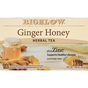 Bigelow Ginger Honey Plus Zinc, Caffeine Free, Herbal Tea Bags, 18 Count