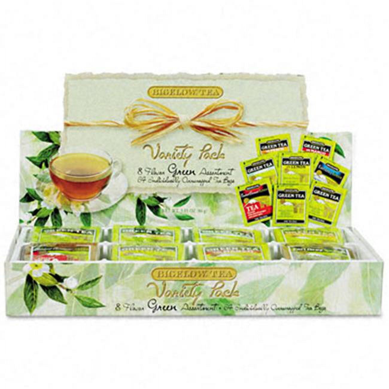Bigelow.  Green Tea Assortment  Individually Wrapped  Eight Flavors  64 Tea Bags/Box