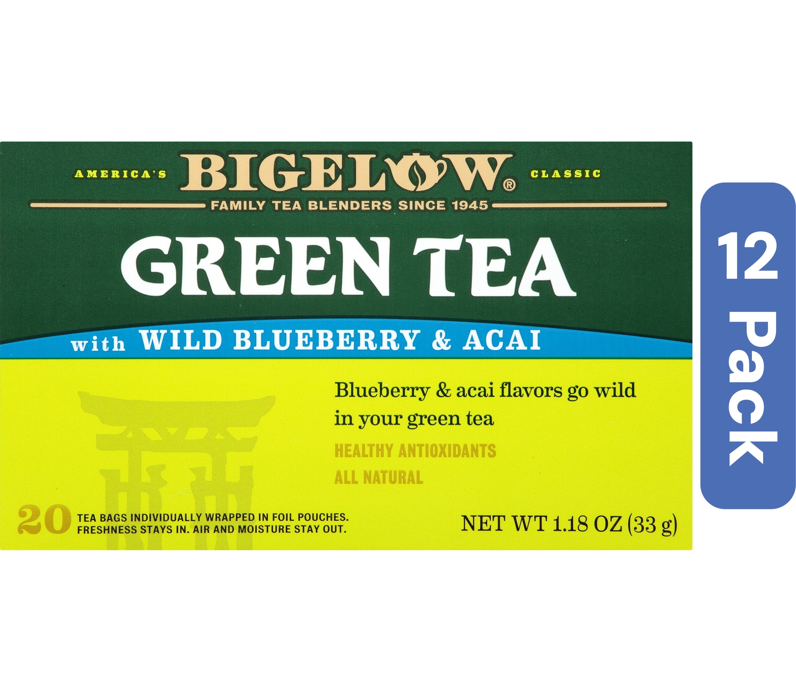 Bigelow Green Tea Blueberry 20 Bags 1 oz (Pack of 12)