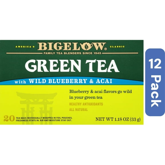 Bigelow Green Tea Blueberry 20 Bags 1 oz (Pack of 12)