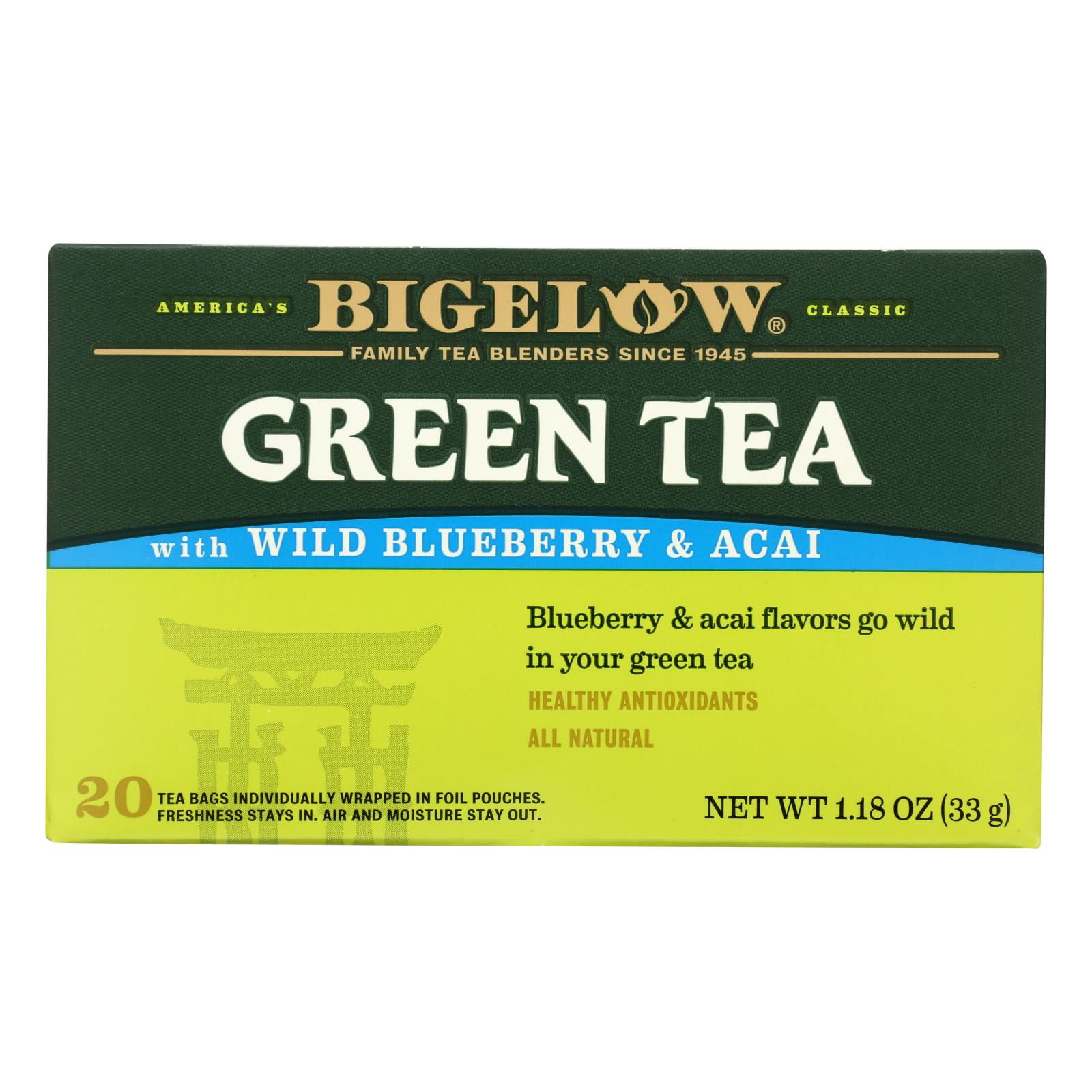 Bigelow Green Tea With Wild Blueberry & Acai, 20 Count (Pack Of 6), 120 Teabags Total