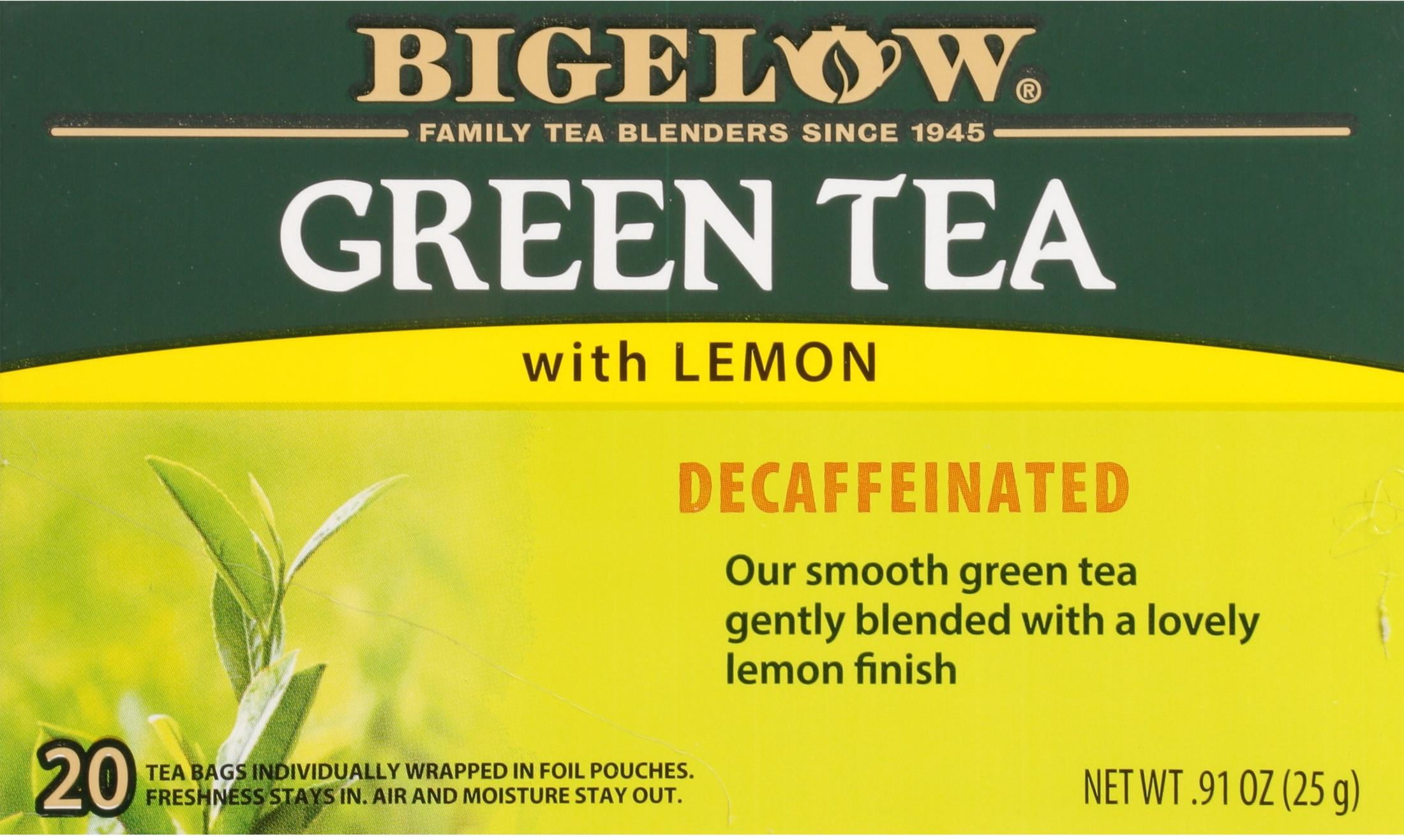 Bigelow Green Tea with Lemon, Decaffeinated, Green Tea Bags, 20 Count