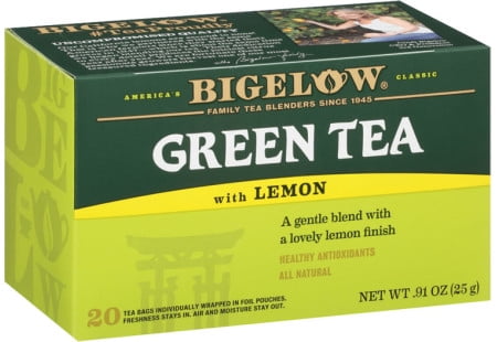 Bigelow Green Tea with Lemon, Tea Bags, 20 Count