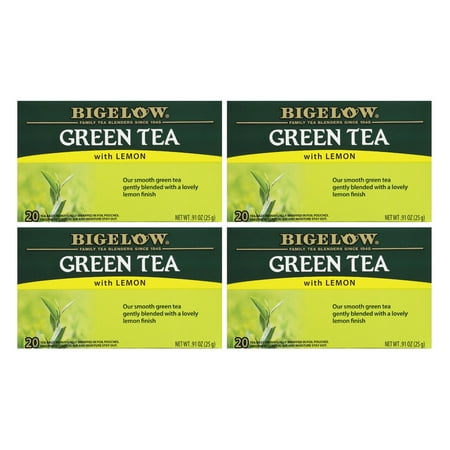 Bigelow Green Tea With Lemon, 20 Ct Tea Bags, 4 Pack
