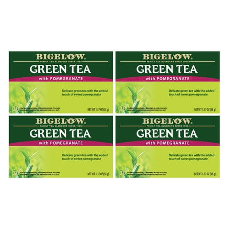 Bigelow Green Tea with Pomegranate, Tea Bags, 80 Count (4 Packs of 20)