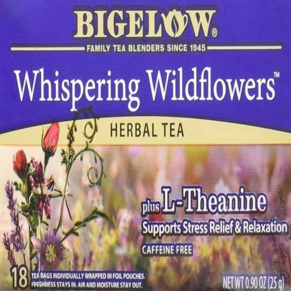 Bigelow Herbal Tea Whispering Wildflowers Plus L-Theanine, 18 Count