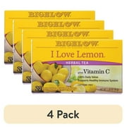 (4 pack) Bigelow I Love Lemon with Vitamin C, Caffeine Free, Herbal Tea Bags, 20 Count