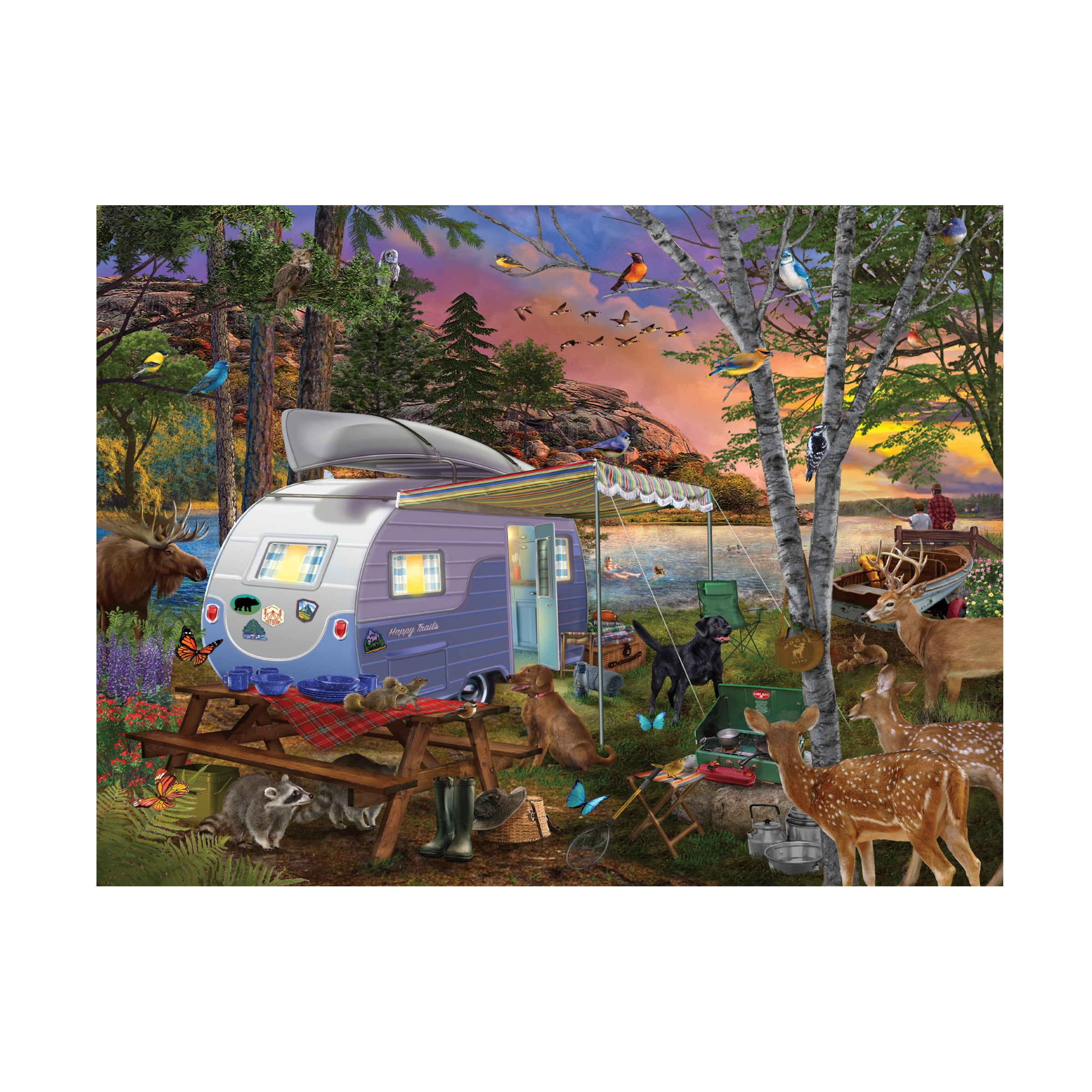 Bigelow Illustrations 'Camp Site Watch Dogs' Canvas Art