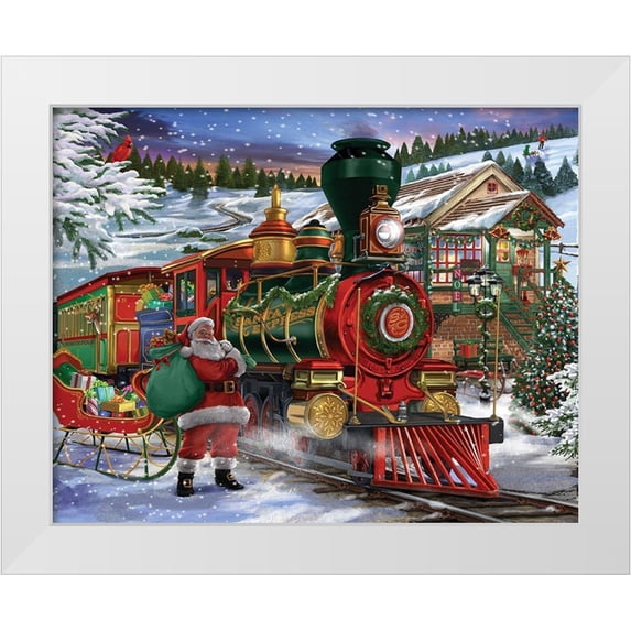 Bigelow Illustrations- Exclusive 18x15 White Modern Wood Framed Museum Art Print Titled - Santa Express
