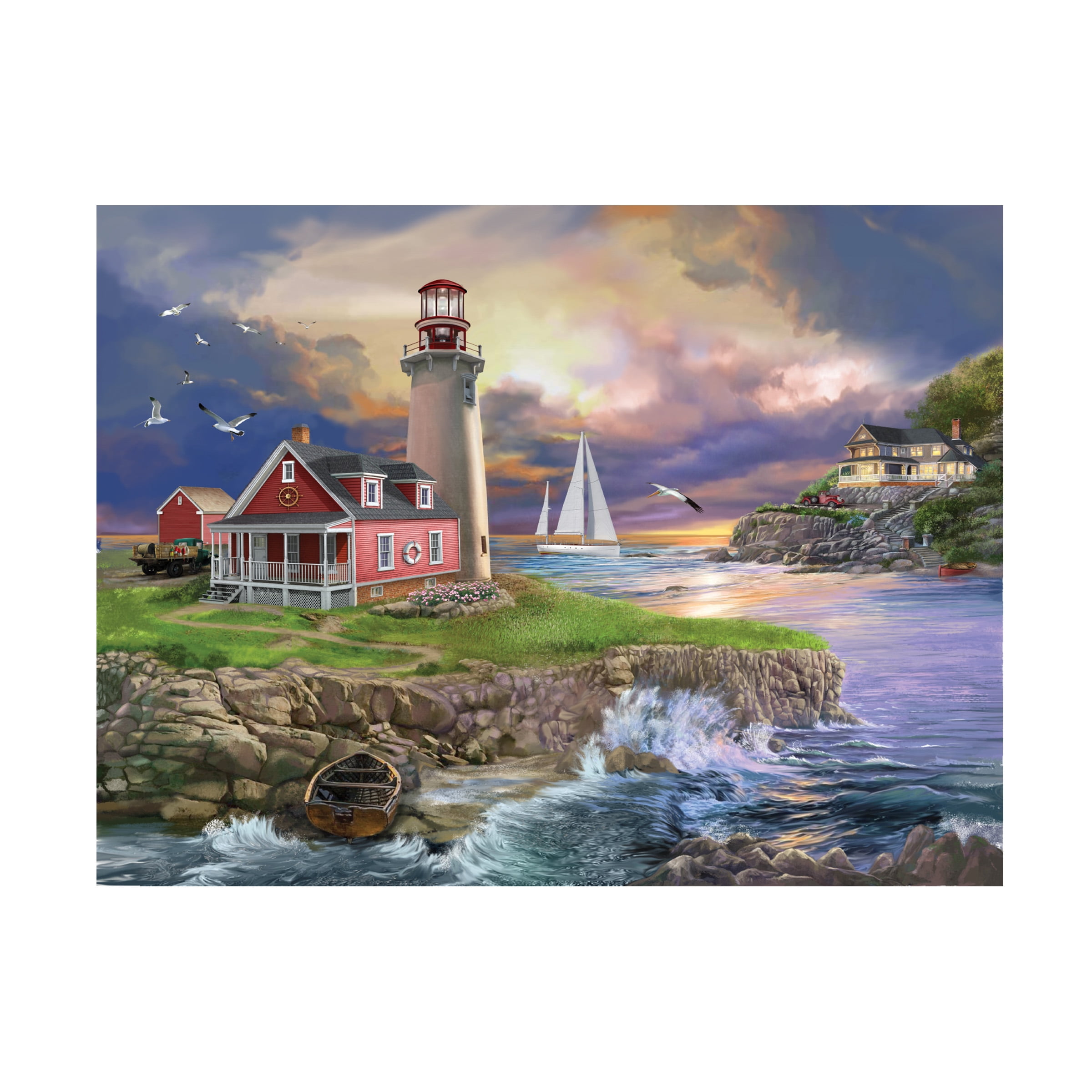 Bigelow Illustrations 'Sunset Point Lighthouse' Canvas Art