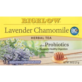 Bigelow Lavender Chamomile Plus Probiotics, Caffeine Free, Herbal Tea Bags, 18 Count