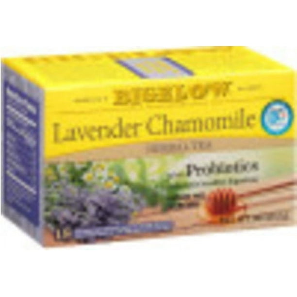 Bigelow Lavender Chamomile Plus Probiotics, Caffeine-Free Herbal Tea Bags, 18 Count