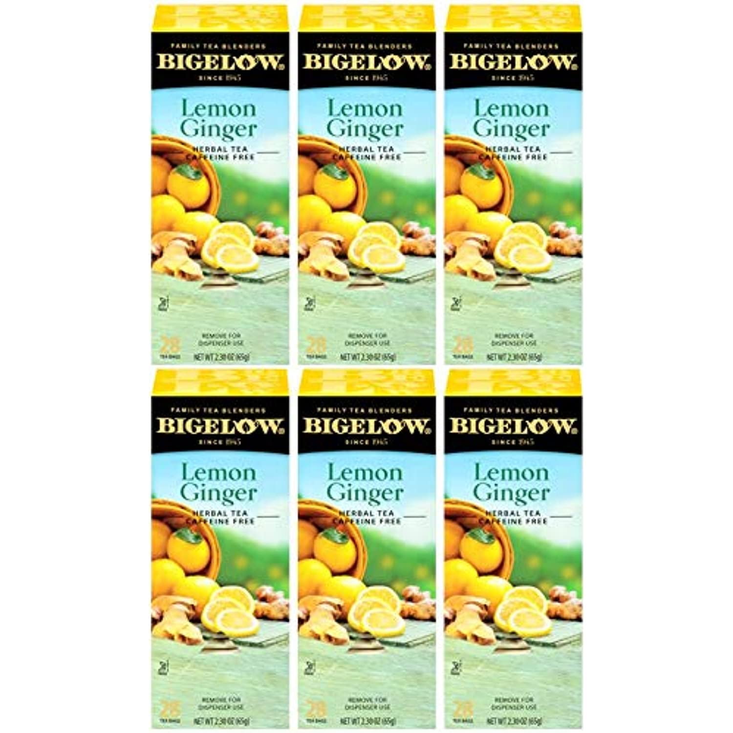 Bigelow Lemon Ginger Herbal Tea Bags 28-Count Boxes (Pack Of 6) Lemon Ginger Tea Bags Herbal Tea All Natural Gluten Free