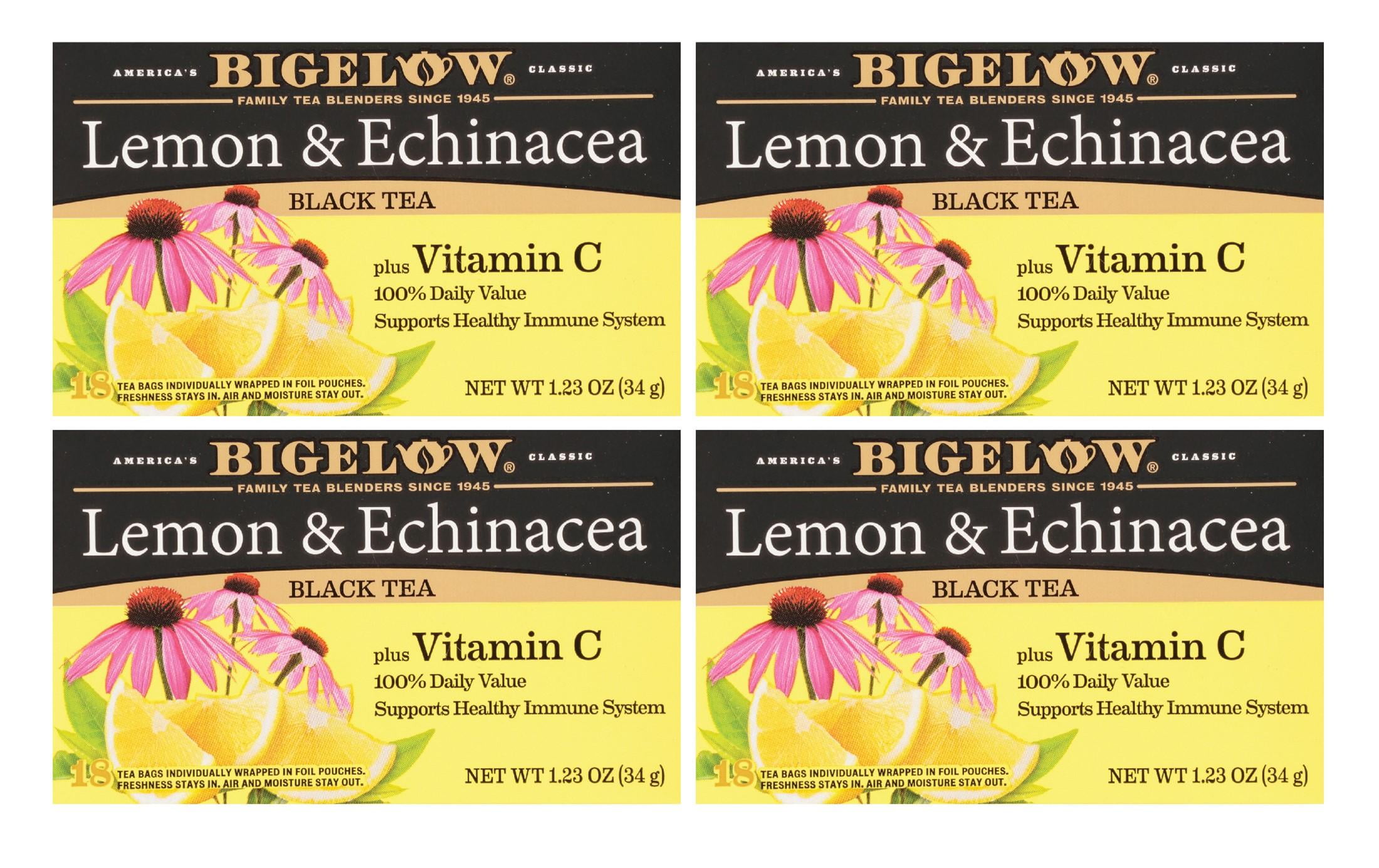 Bigelow Lemon and Echinacea Plus Vitamin C, Black Tea Bags, 72 Count (4