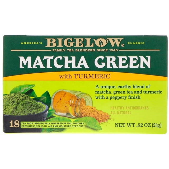 Matcha Green Tea With Turmeric Bigelow Benefits Bigelow, Matcha Green Tea With Turmeric, 18 Tea Bags Packaging May Vary