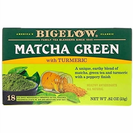 Bigelow, Matcha Green Tea With Turmeric, 18 Tea Bags Packaging May Vary