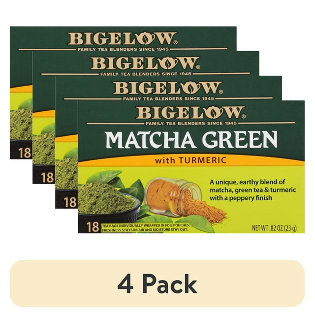 Matcha Green Tea With Turmeric Bigelow Benefits (4 pack) Bigelow Matcha Green Tea with Turmeric, Green Tea Bags, 18
